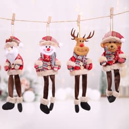 image-Christmas Tree Ornaments Doll Plaid Cloth Pendant