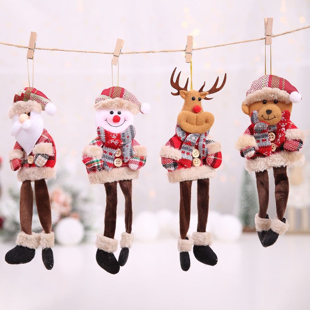 image-Christmas Tree Ornaments Doll Plaid Cloth Pendant