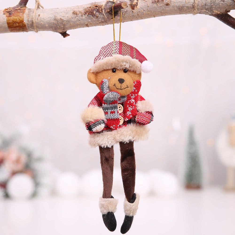 image-Christmas Tree Ornaments Doll Plaid Cloth Pendant