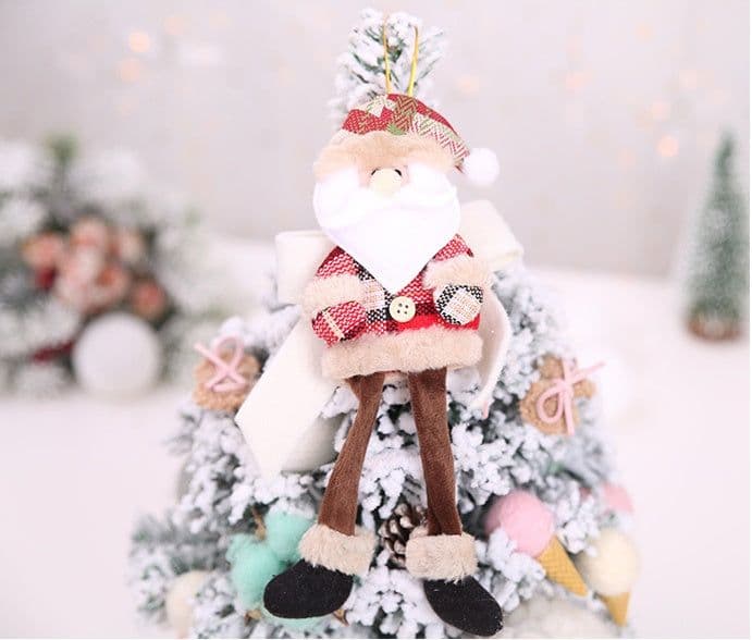 image-Christmas Tree Ornaments Doll Plaid Cloth Pendant