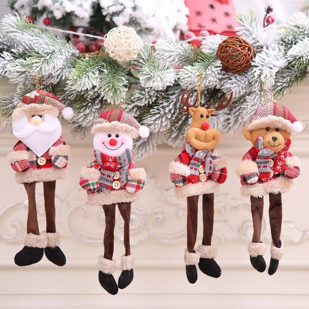 image-Christmas Tree Ornaments Doll Plaid Cloth Pendant