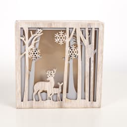 image-Christmas Decoration Ornaments Wooden Luminous Small Square Box