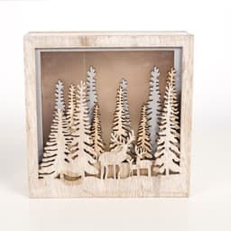 image-Christmas Decoration Ornaments Wooden Luminous Small Square Box