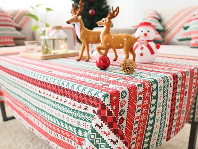 image-Christmas theme tablecloth rectangular cotton and linen festival square round table