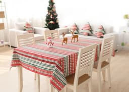 image-Christmas theme tablecloth rectangular cotton and linen festival square round table