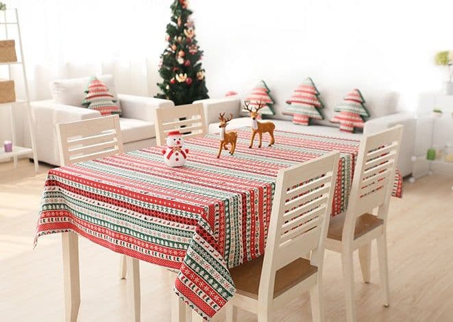 image-Christmas theme tablecloth rectangular cotton and linen festival square round table
