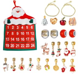 image-Christmas Jewelry Gift Calendar Cloth Bag Bracelet Necklace Beads DIY Gift Set
