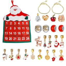 image-Christmas Jewelry Gift Calendar Cloth Bag Bracelet Necklace Beads DIY Gift Set