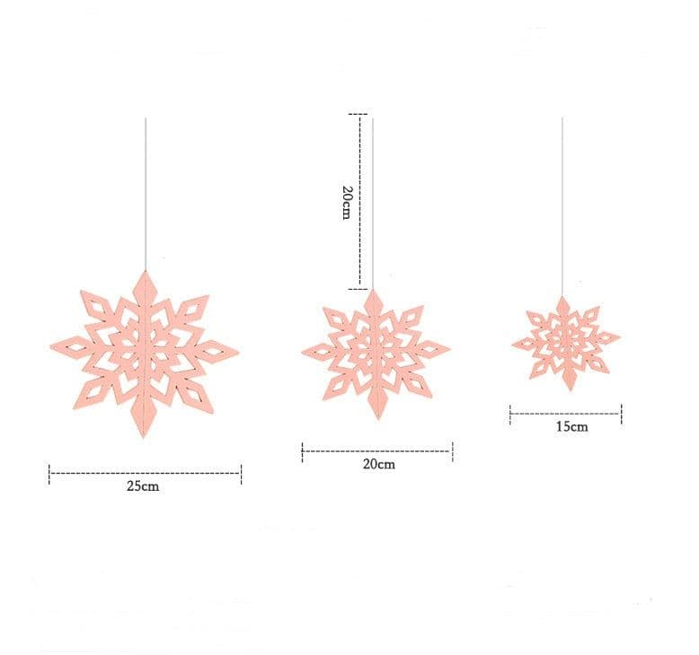 image-6 Pcs Set Cardboard 3D Hollow Snowflake Hanging Ornaments New Year's Christmas Decorations For Home Party Decoration
