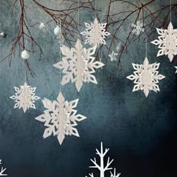 image-6 Pcs Set Cardboard 3D Hollow Snowflake Hanging Ornaments New Year's Christmas Decorations For Home Party Decoration