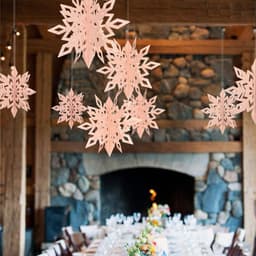 image-6 Pcs Set Cardboard 3D Hollow Snowflake Hanging Ornaments New Year's Christmas Decorations For Home Party Decoration