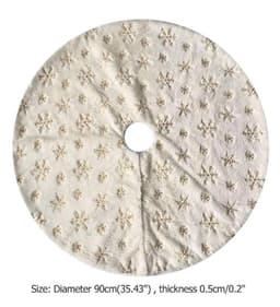 image-Golden Sequin Faux Rabbit Fur Embroidered Snowflake Tree Skirt