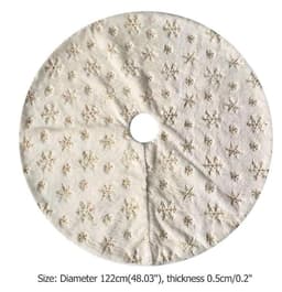 image-Golden Sequin Faux Rabbit Fur Embroidered Snowflake Tree Skirt
