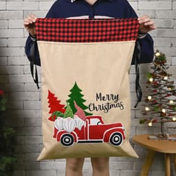 image-Christmas ornament forest old man car gift bag