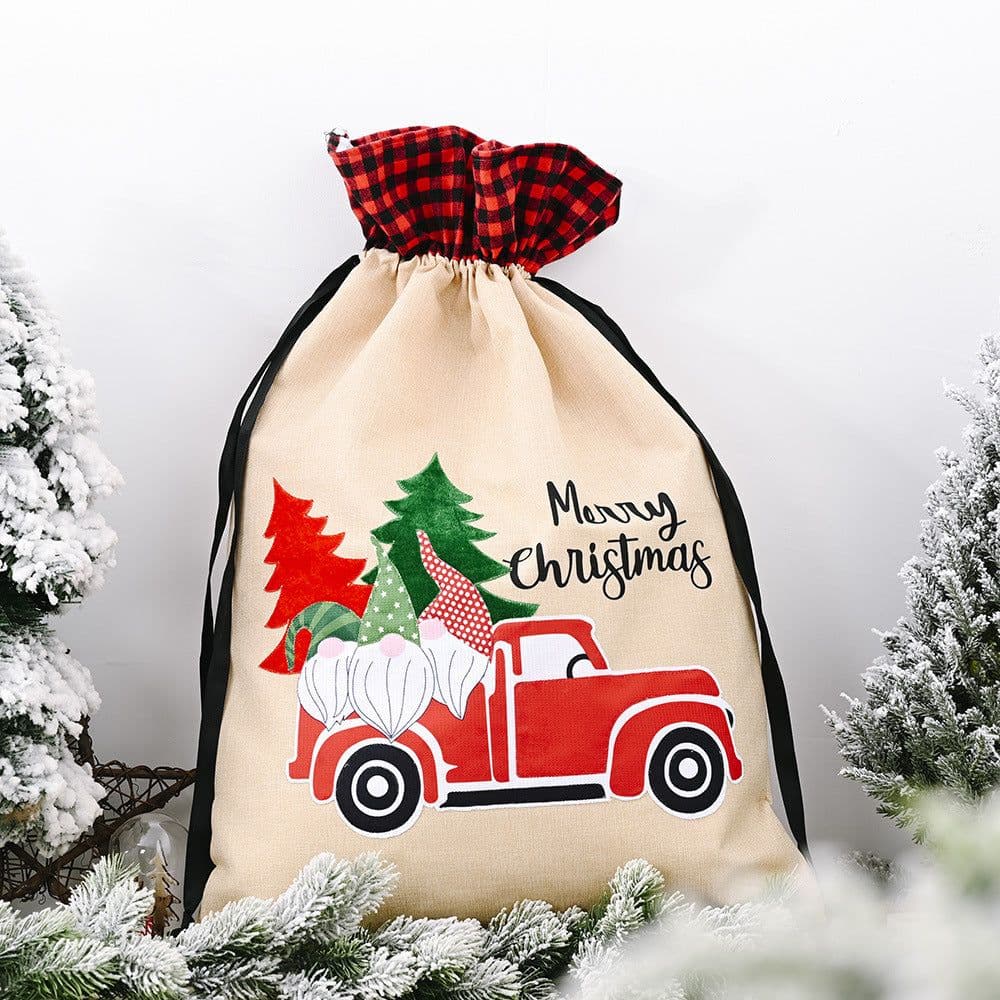 image-Christmas ornament forest old man car gift bag