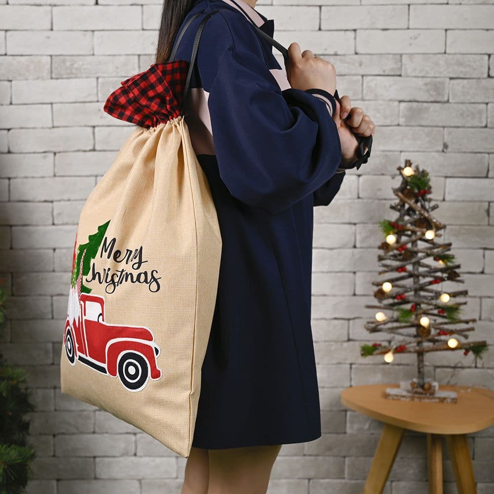 image-Christmas ornament forest old man car gift bag