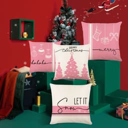 image-Christmas Pillow Cover Linen Letter Printing