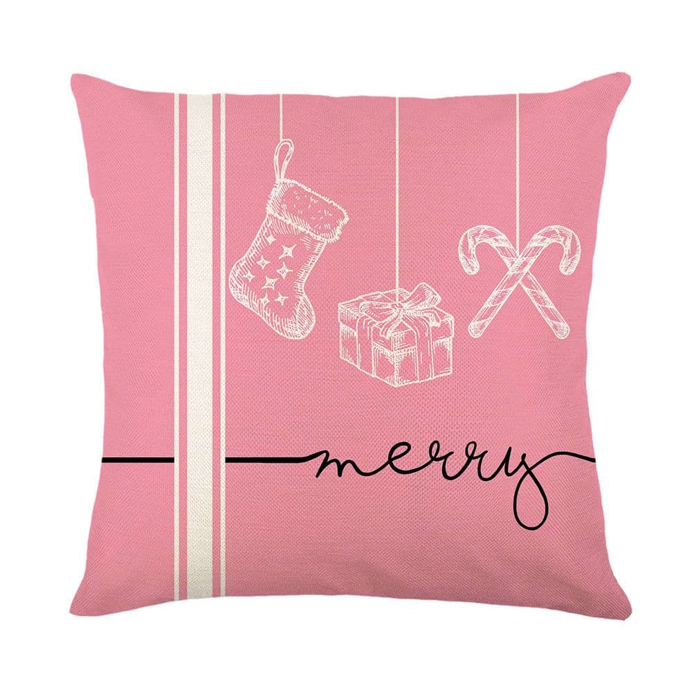 image-Christmas Pillow Cover Linen Letter Printing