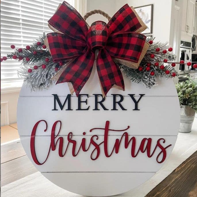 image-Christmas Wooden Board Garland Doorplate Decorations