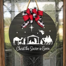 image-Christmas Wooden Board Garland Doorplate Decorations