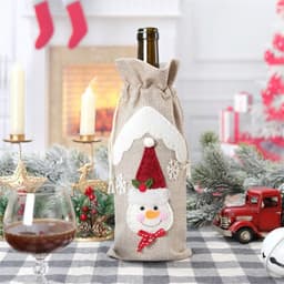 image-Christmas Decoration Supplies Linen Bottle Cover