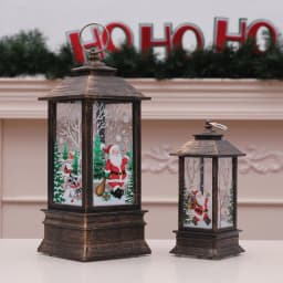 image-Christmas Flame Storm Lantern Elderly Decoration LED Luminous Ornaments Candlestick Lamp