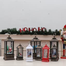 image-Christmas Flame Storm Lantern Elderly Decoration LED Luminous Ornaments Candlestick Lamp