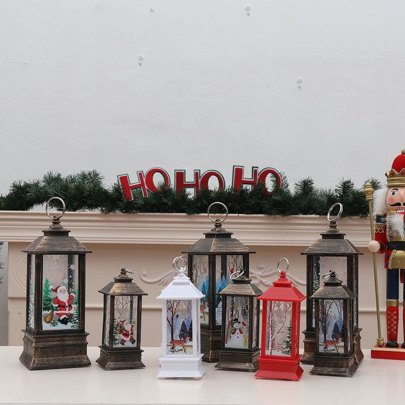 image-Christmas Flame Storm Lantern Elderly Decoration LED Luminous Ornaments Candlestick Lamp