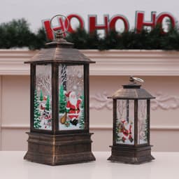 image-Christmas Flame Storm Lantern Elderly Decoration LED Luminous Ornaments Candlestick Lamp