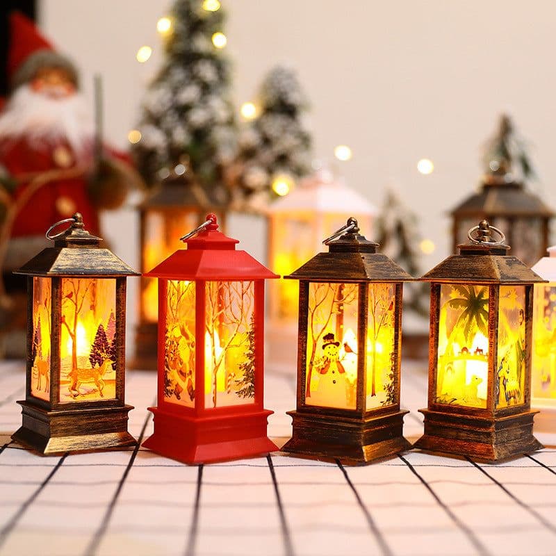 image-Christmas Flame Storm Lantern Elderly Decoration LED Luminous Ornaments Candlestick Lamp
