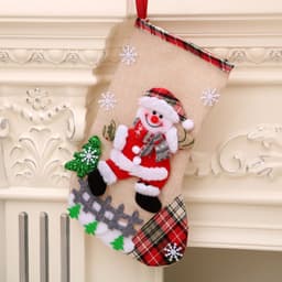 image-Medium Linen Socks Christmas Decorations Gift Bag