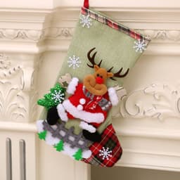 image-Medium Linen Socks Christmas Decorations Gift Bag