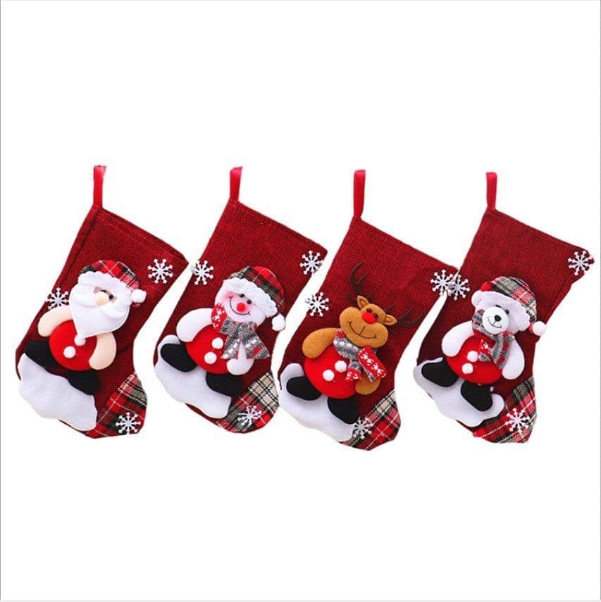 image-Medium Linen Socks Christmas Decorations Gift Bag