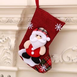image-Medium Linen Socks Christmas Decorations Gift Bag