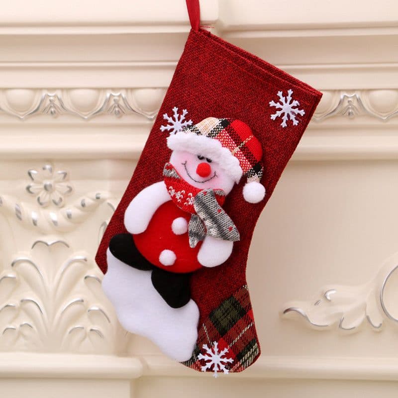 image-Medium Linen Socks Christmas Decorations Gift Bag