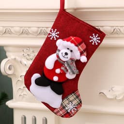 image-Medium Linen Socks Christmas Decorations Gift Bag