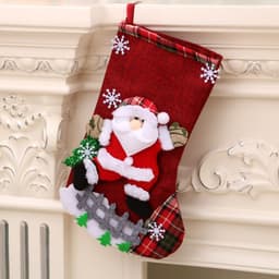 image-Medium Linen Socks Christmas Decorations Gift Bag
