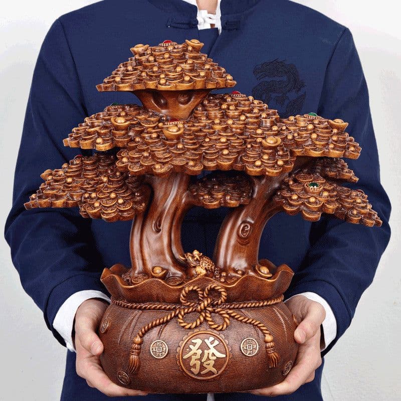image-Lucky Money Tree Decoration Lucky Tree Home Living Room Wine Cabinet Bar Counter Decoration Crafts