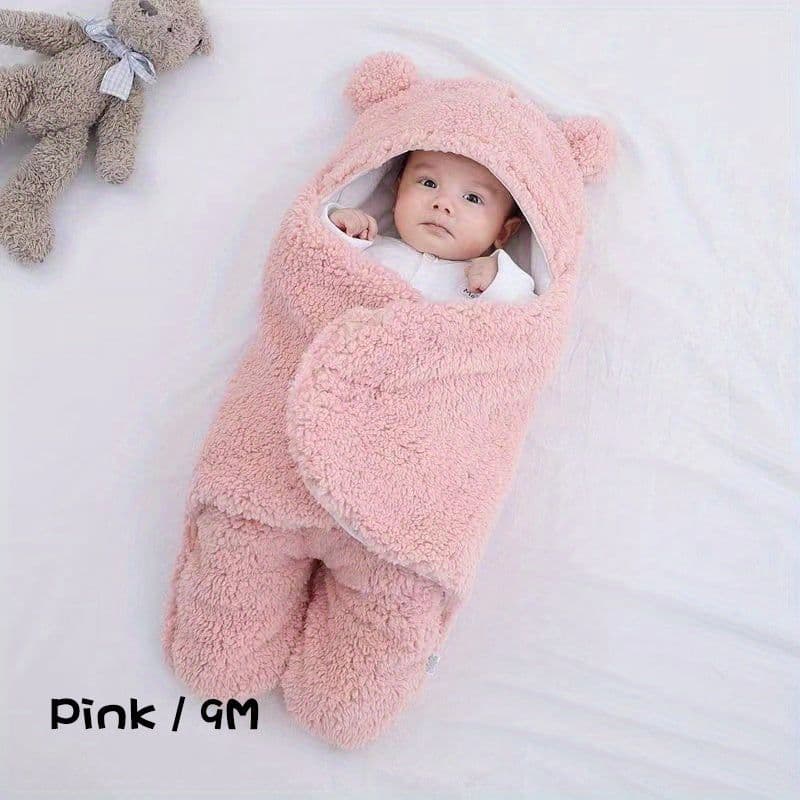 image-Winter Baby Sleeping Bag Bear Nap Printed Sleeping Bag, Suitable For Babies Aged 0-10 Months, Soft Nap Mat With Removable Pillow