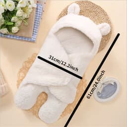 image-Winter Baby Sleeping Bag Bear Nap Printed Sleeping Bag, Suitable For Babies Aged 0-10 Months, Soft Nap Mat With Removable Pillow