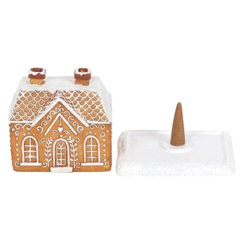 image-Christmas Snow Top Resin Ginger Cake Cottage Incense Burner