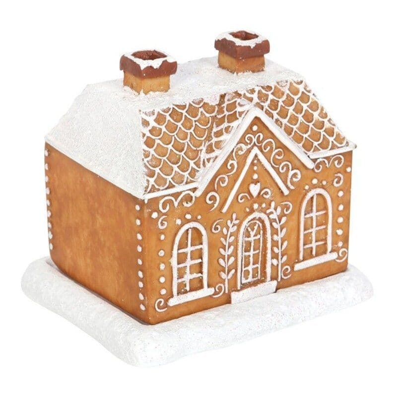 image-Christmas Snow Top Resin Ginger Cake Cottage Incense Burner