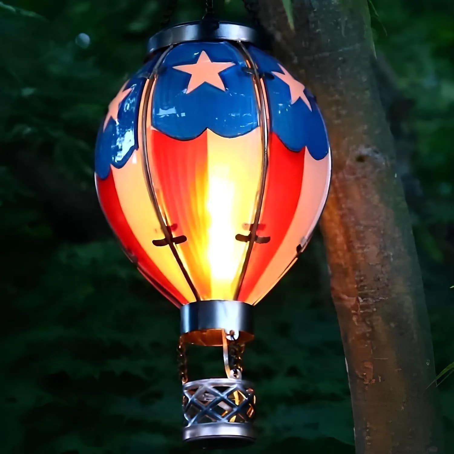 image-Christmas Solar Hot Air Balloon Lantern Outdoor Decoration