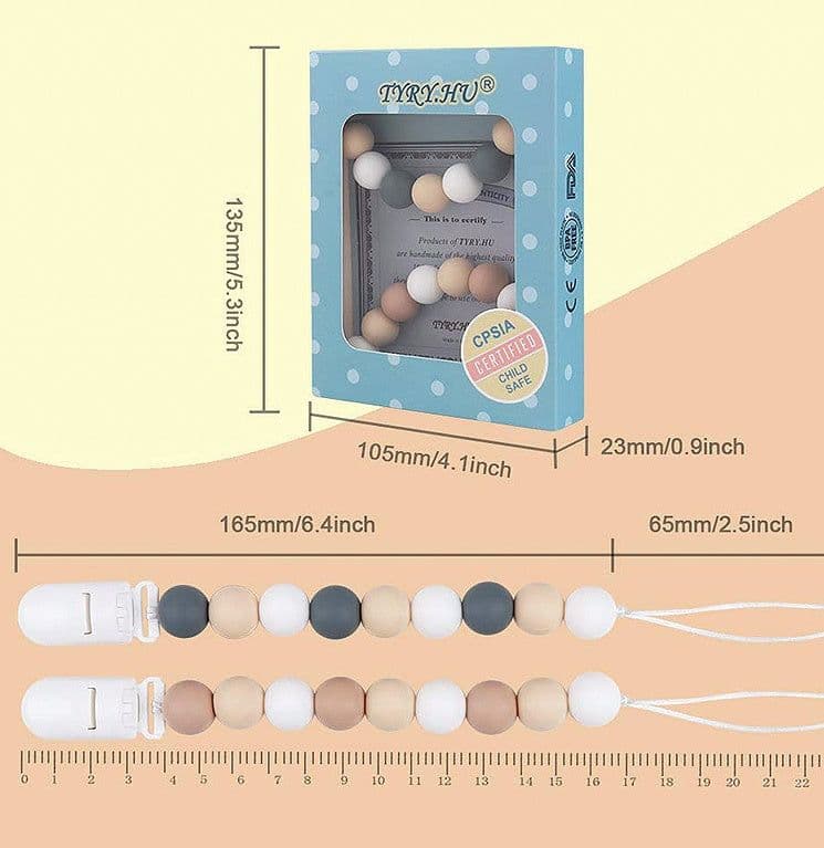 image-Baby Silicone Pacifier Chain, Baby Soothing Toys, Molars
