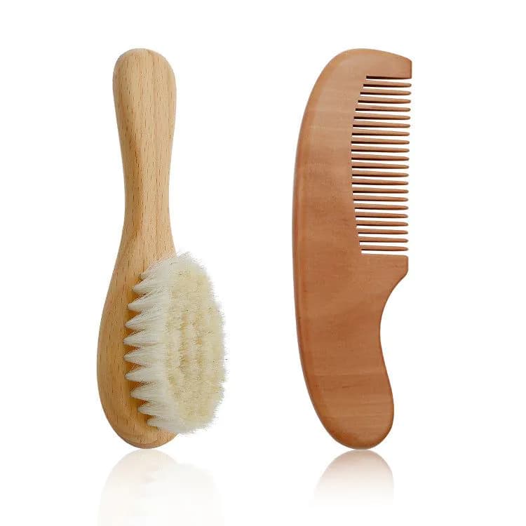 image-Baby Wool Brush Set, Baby Shower, Scrubbing Brush, Shower Comb