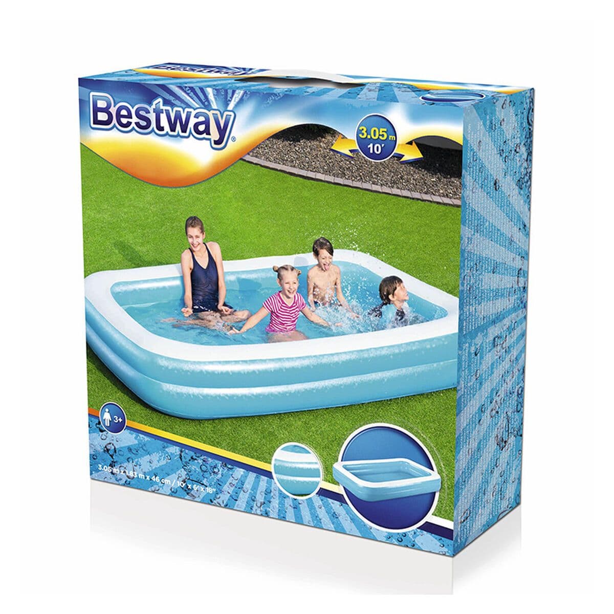 image-Inflatable Paddling Pool for Children Bestway Multicolour 305 x 183 x 46 cm