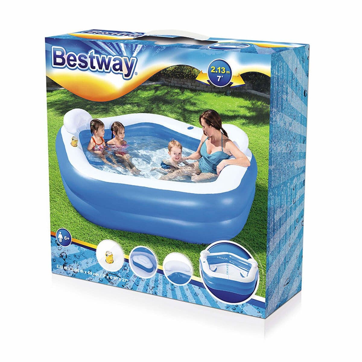 image-Inflatable Paddling Pool for Children Bestway Multicolour 213 x 206 x 69 cm