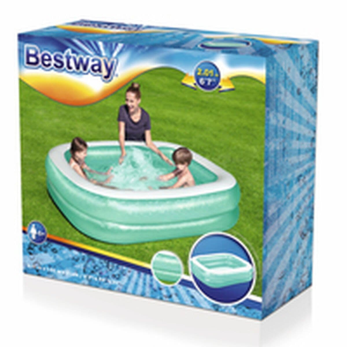 image-Inflatable Paddling Pool for Children Bestway Multicolour 201 x 150 x 51 cm