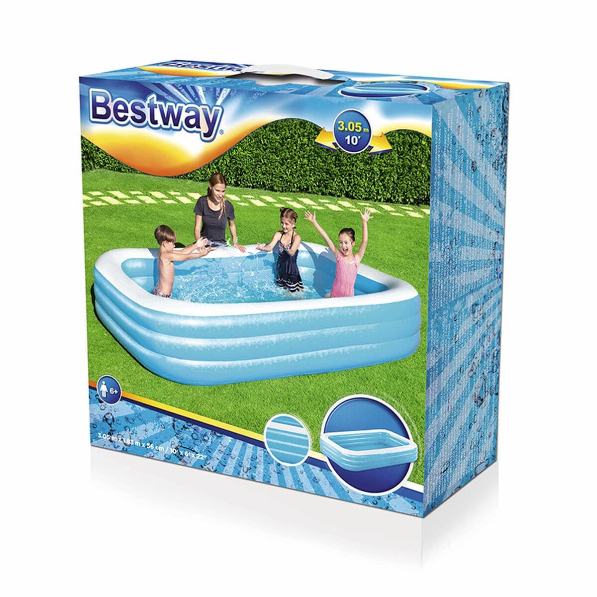image-Inflatable Paddling Pool for Children Bestway Multicolour 305 x 183 x 56 cm
