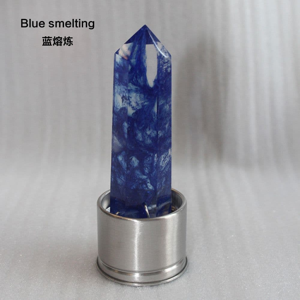 image-Natural Crystal Column Stone Quartz of Various Materials Magic wand heals energy stone point water cup bottel Ornament replace